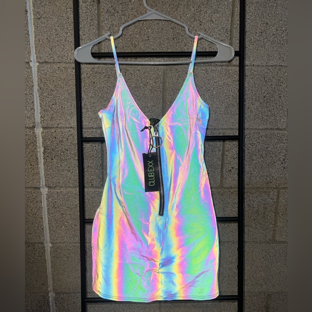 Dolls Kill Reflective Iridescent Mini Dress